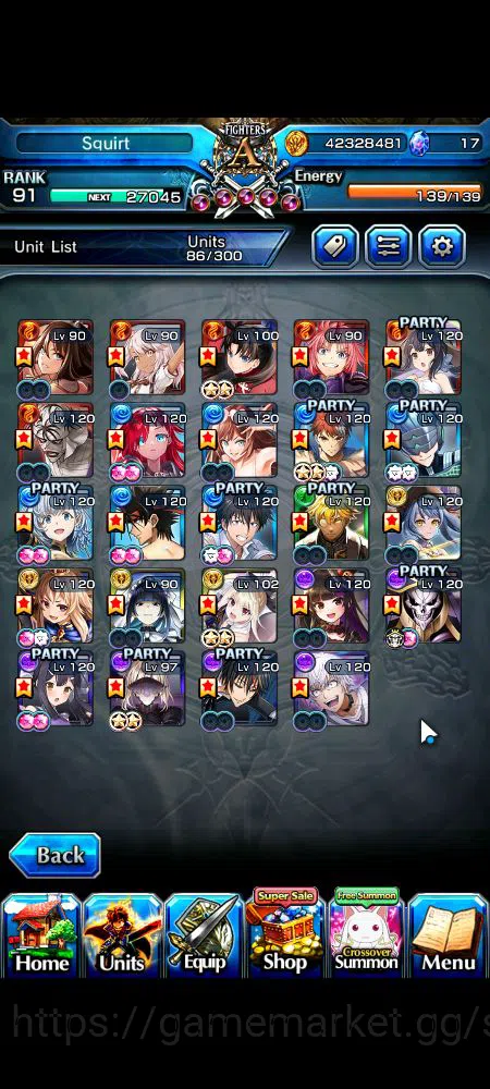 Grand Summoners Accounts Mid-Game Global|Rank 91|1 SP.Art|24 Ascend|InumutaTW,Beta,Summer 5