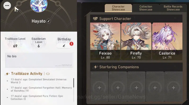 Honkai Star Rail Accounts Asia|TL 69|Castorice Premium Team|16 Limited|Firef image 2