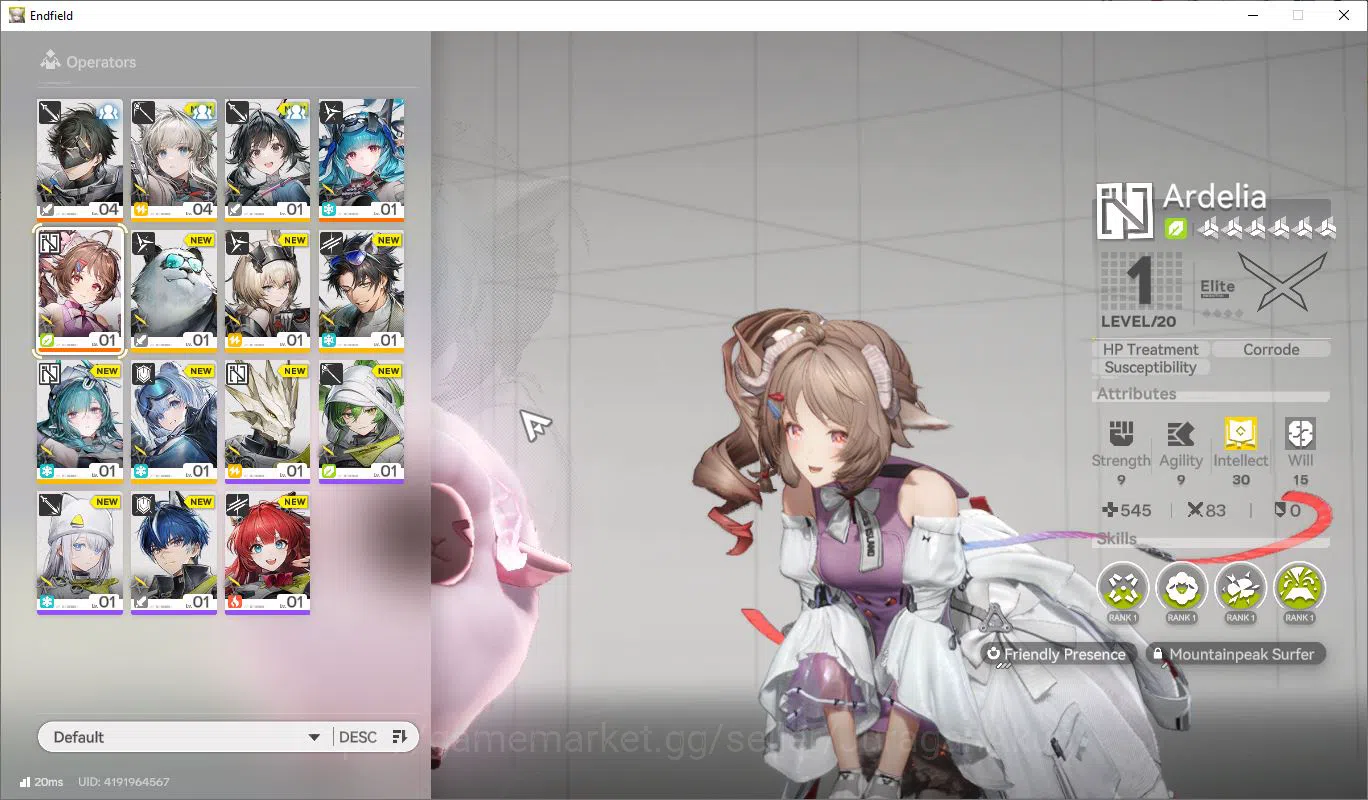 ASIA Lv2 | Fresh Starter Last Rite & Ardelia + 7 SR Characters + 1 SSR Weapon | Male MC |GrypLink |Take Mail| SS (END1159) Arknights: Endfield Accounts ASIA Lv2 | Fresh Starter Last Rite & Ardelia + 7 SR Characters + 1 SSR Weapon | Male MC