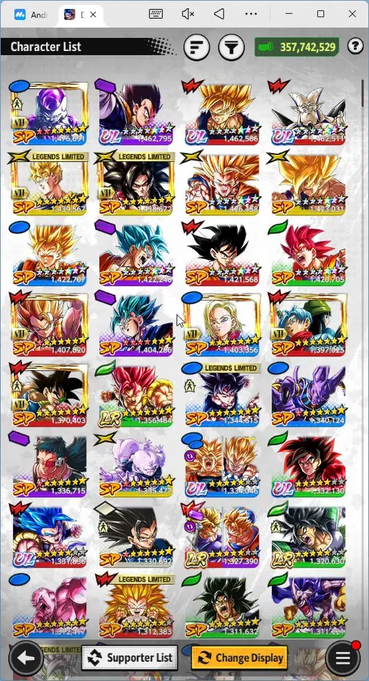 Dragon Ball Legends Accounts High-End Android | Lvl 168|357M Total Power|3 LR|6 UL|LR Trunks&Gohan,SSG Shallet,Broly Fury|UL 18