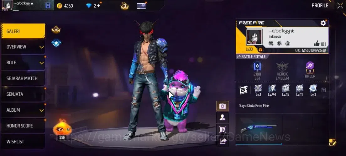 Free Fire Accounts Indonesia| M1887 Sterling Conqueror Lv 6,Hand of H image 2