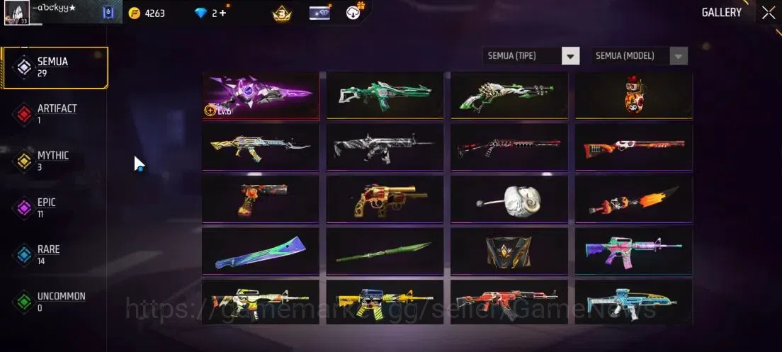 Free Fire Accounts Indonesia| M1887 Sterling Conqueror Lv 6,Hand of H image 3