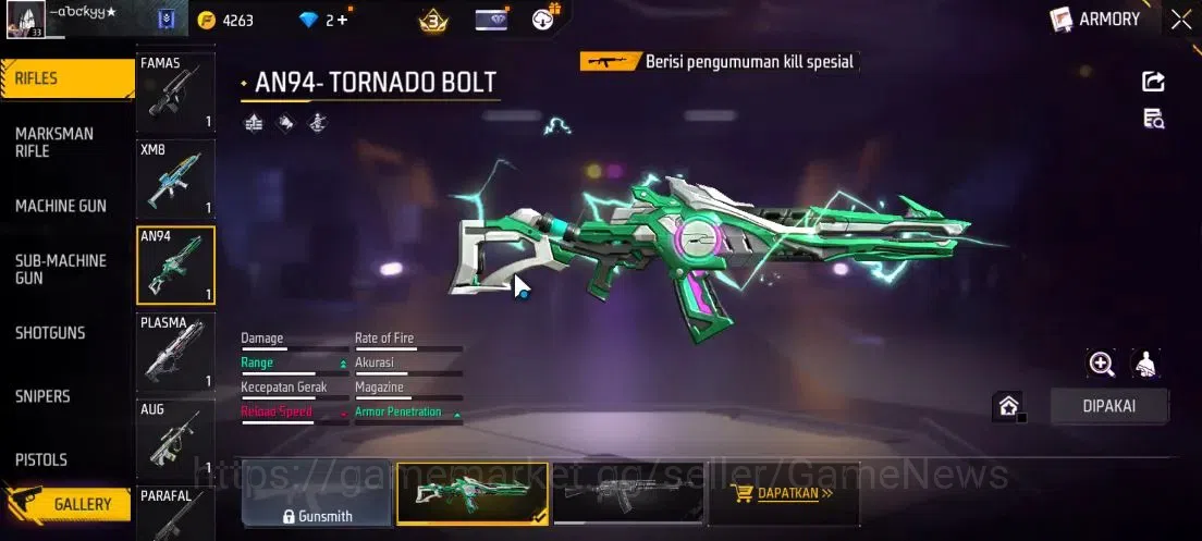 Free Fire Accounts Indonesia| M1887 Sterling Conqueror Lv 6,Hand of H image 7