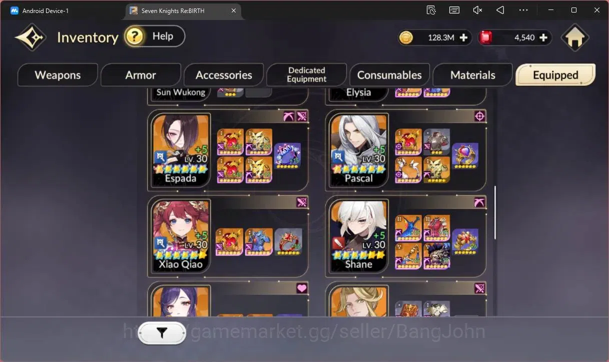 Seven Knights Re:Birth Accounts Global |1 EX7(Melia TC1)|6 TC6 (Rachel,Teo,Lu Bu,E image 14