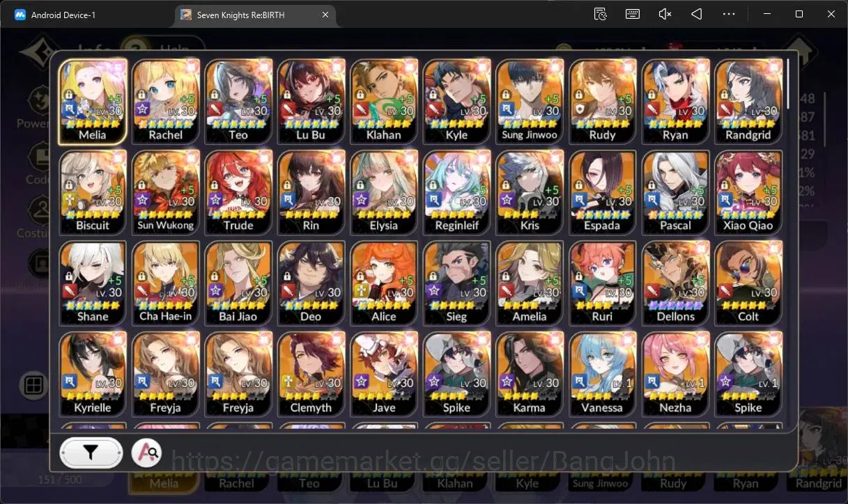 Seven Knights Re:Birth Accounts Global |1 EX7(Melia TC1)|6 TC6 (Rachel,Teo,Lu Bu,E image 2