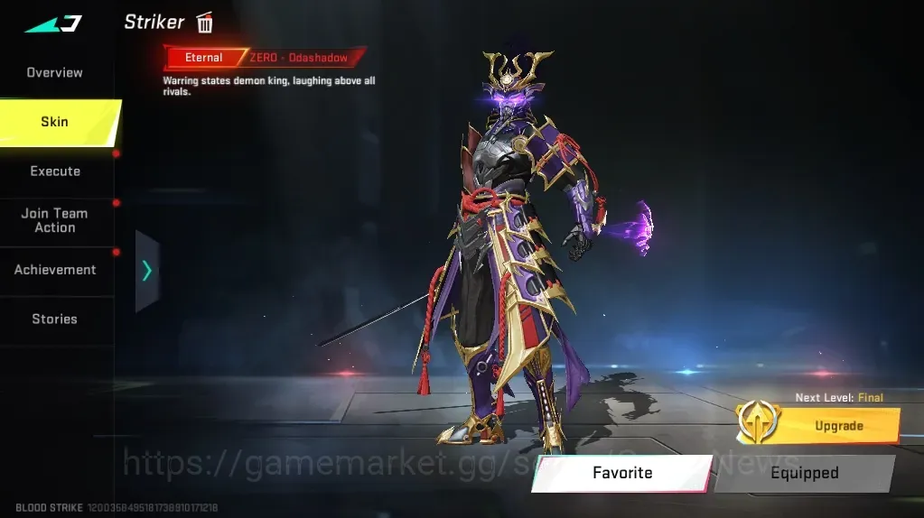Blood Strike Accounts Collab Skin Asia|3 Eternal Zero ODA,MP7 Tidesong Lv2,DEagle Scorpius|Meele Katar Selachian|Collab 1
