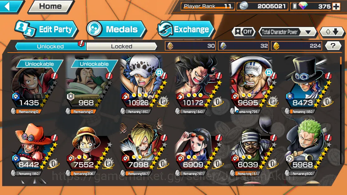 One Piece Bounty Rush Accounts Global | 4 EX 1 MAX | WI Trafalgar Law MAX, Navy H image 5