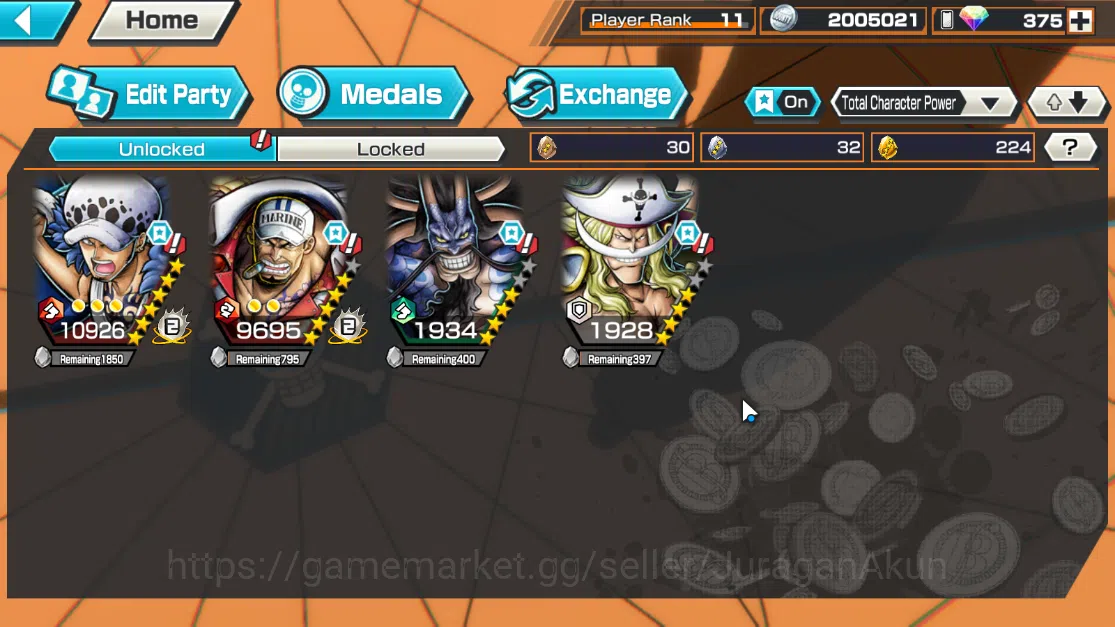 One Piece Bounty Rush Accounts Global | 4 EX 1 MAX | WI Trafalgar Law MAX, Navy H image 6