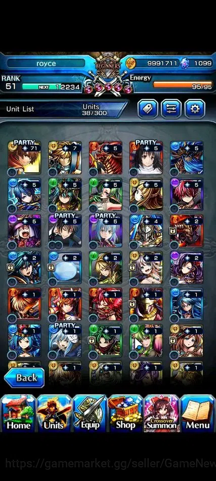 Grand Summoners Accounts End-Game Global|Rank 51|1099 CC|3 Ascend+3 TW| [Shizu,Diablo,DLS Rimuru]+TW |Lpot 46|Check 5