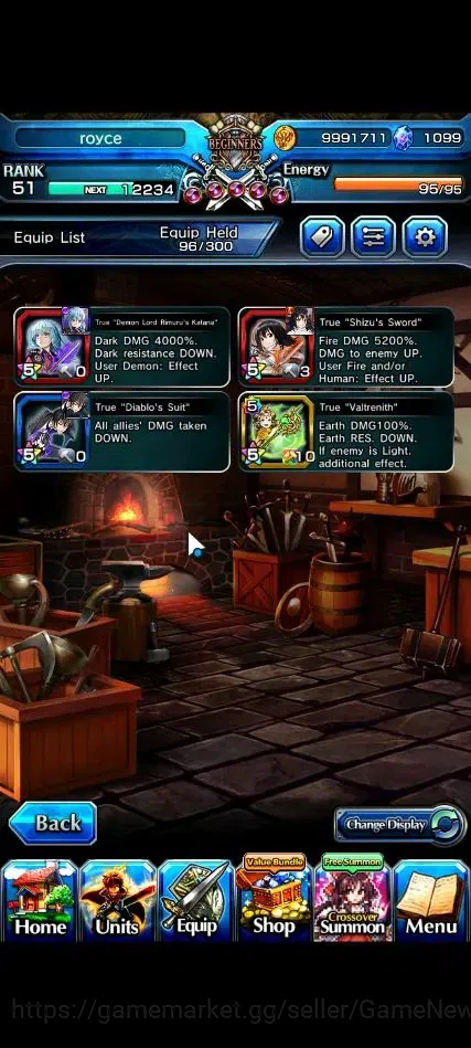 Grand Summoners Accounts End-Game Global|Rank 51|1099 CC|3 Ascend+3 TW| [Shizu,Diablo,DLS Rimuru]+TW |Lpot 46|Check 6