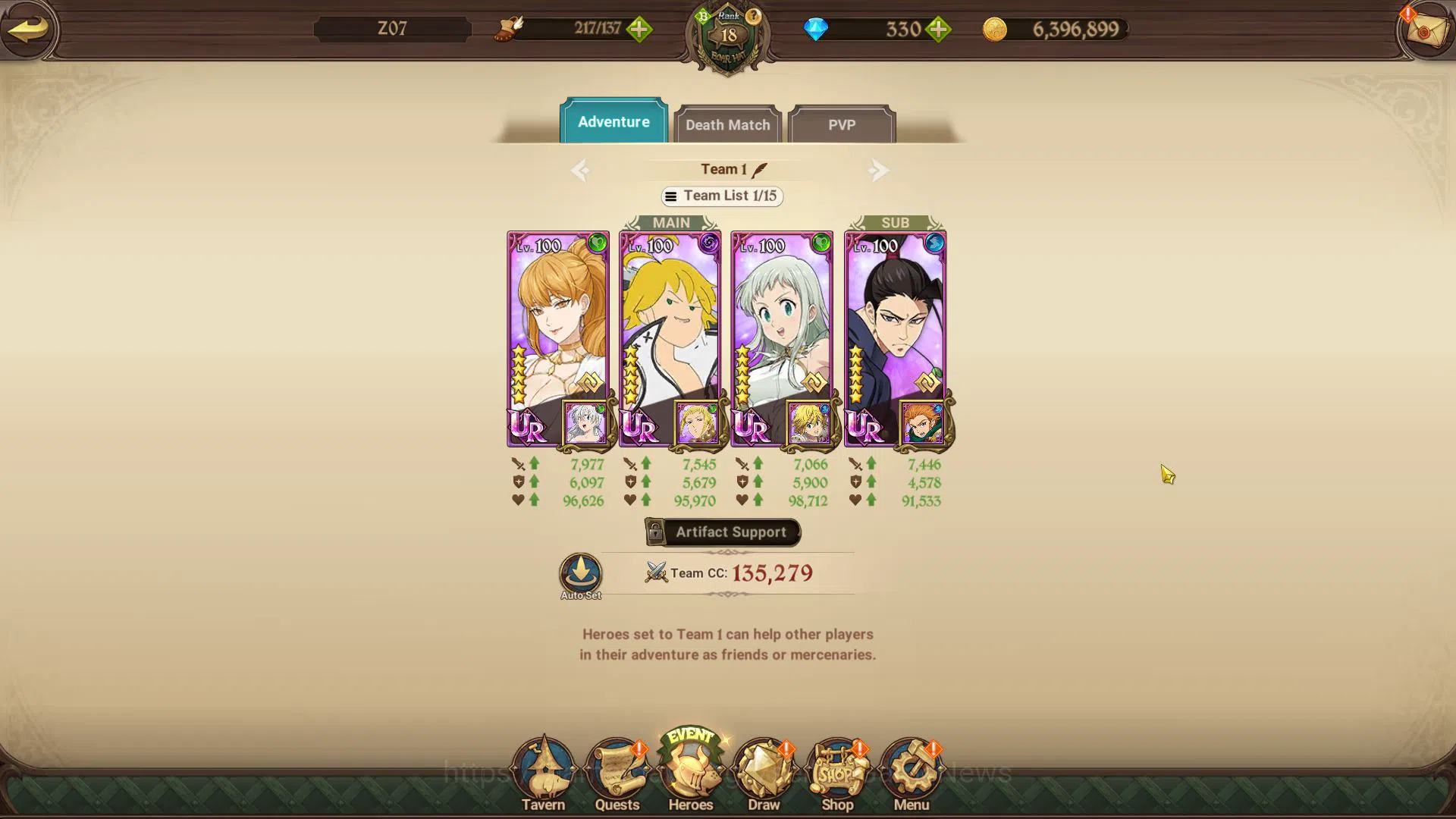 The Seven Deadly Sins: Grand Cross Accounts Starter  Global | 1M CC | 330 DM | Starter Ch4 | 3 UR | Thor,Gowther,Demon King 6