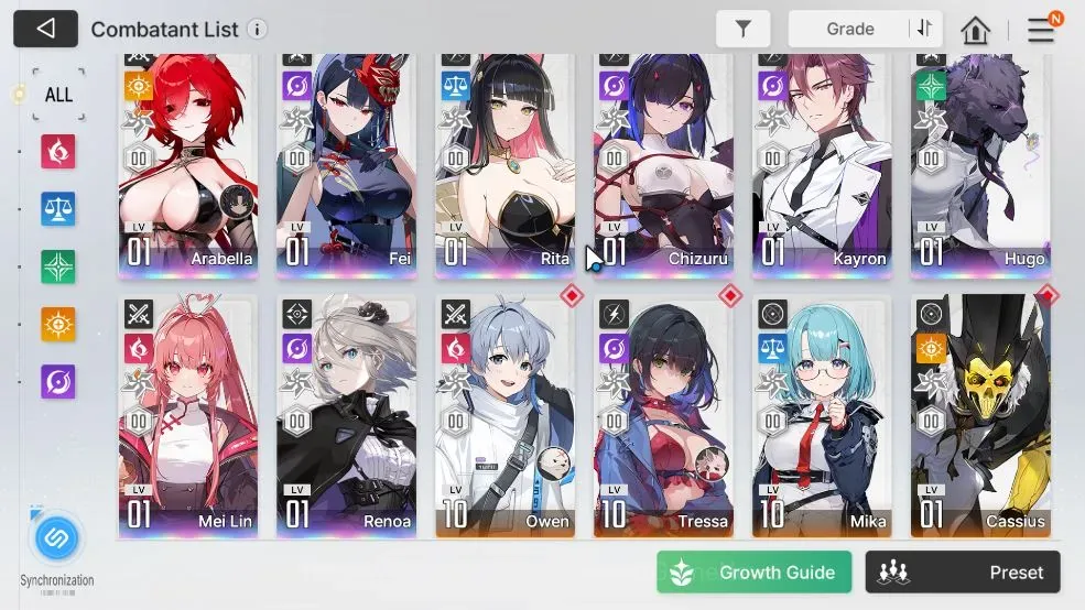 Chaos Zero Nightmare Accounts ASIA|Lv55|8 SSR(ArabellaM2+Sign,Fei,Rita,Chizuru,Kayron,Hugo,Mei Lin,Renoa) 1 Combatant +1 1