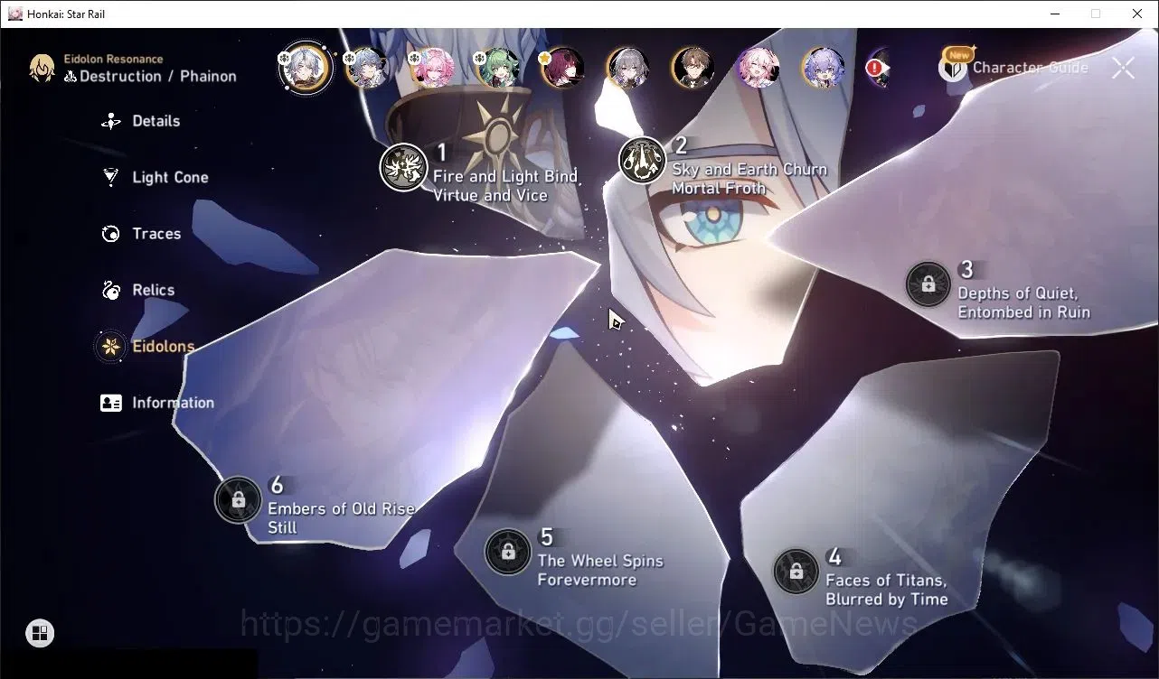 Honkai Star Rail Accounts Others Asia|TL 55|5 Limited|(Phainon E2)+Sign Sunday,Cyrene,Huohuo,Kafka Etc +3(Standard)|Male 5