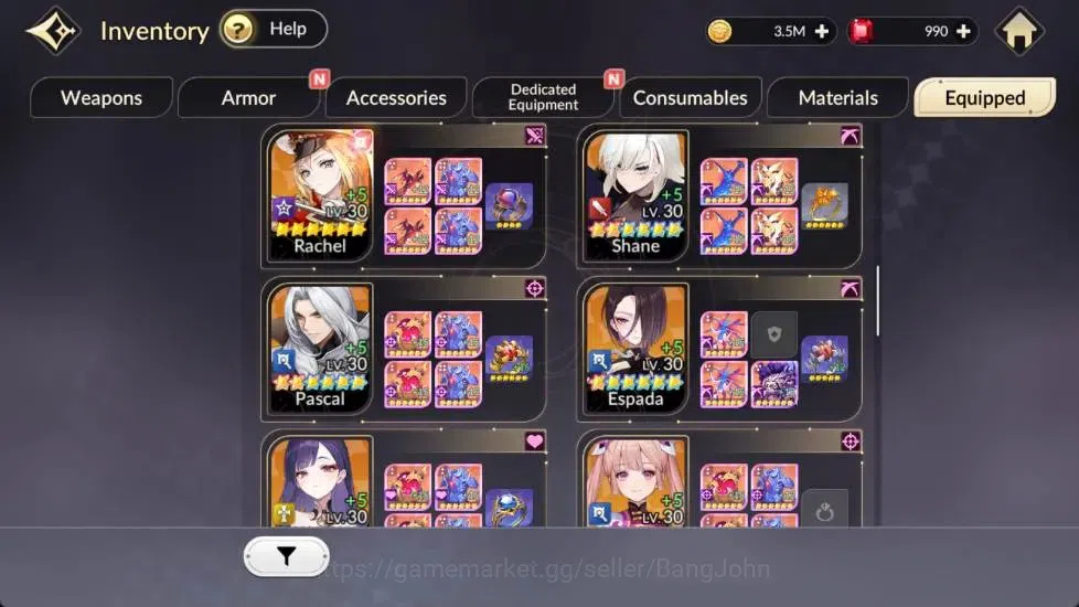Seven Knights Re:Birth Accounts Global|3EX7(Melia,Fai,Juri),11TC6(Kyle,Ryan,Dellon image 9