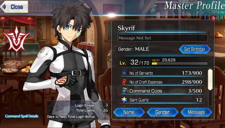 Fate-Grand Order Accounts NA Starter 3 SSR Limited Servan(Skadi Caster,Tezcatlipoca,Yang Guifei) + Orleans Story|Log 5