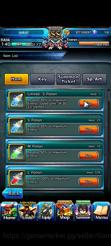 Grand Summoners Accounts Global|Rank 140|End Game|2 Sp Art|26 Asc+15 TW|Inu image 2