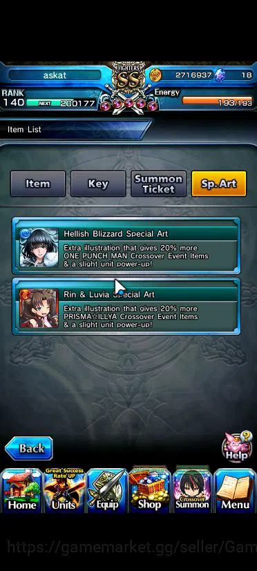 Grand Summoners Accounts Global|Rank 140|End Game|2 Sp Art|26 Asc+15 TW|Inu image 3