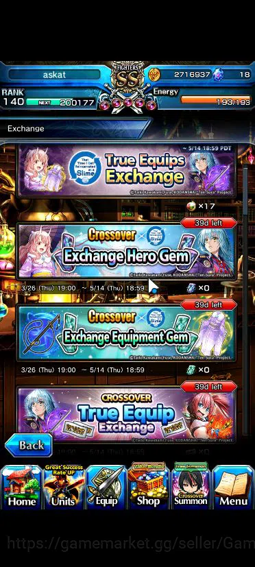 Grand Summoners Accounts Global|Rank 140|End Game|2 Sp Art|26 Asc+15 TW|Inu image 8
