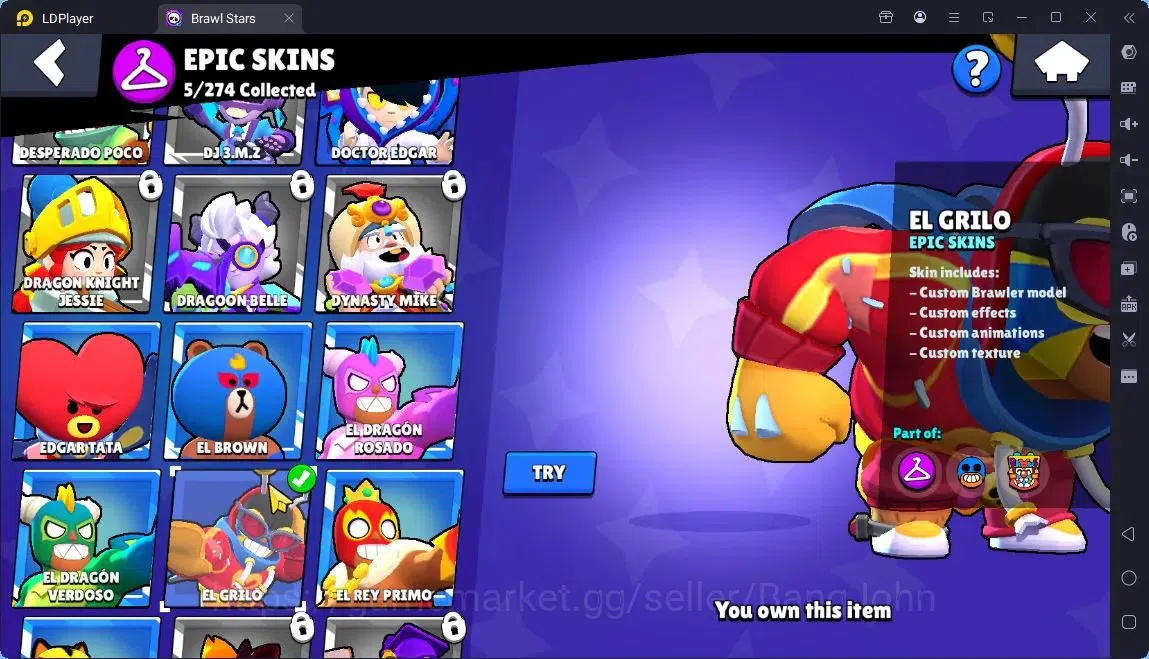 Brawl Stars Accounts Global |Trophy 409| 13 Brawler|2152 Bling|21 Gems|1 Rare,5 Epic Skins| ProtectOff |Check SS BRS284B 10