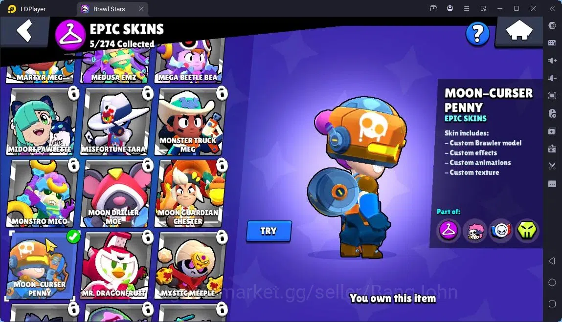 Brawl Stars Accounts Global |Trophy 409| 13 Brawler|2152 Bling|21 Gems|1 Rare,5 Epic Skins| ProtectOff |Check SS BRS284B 12