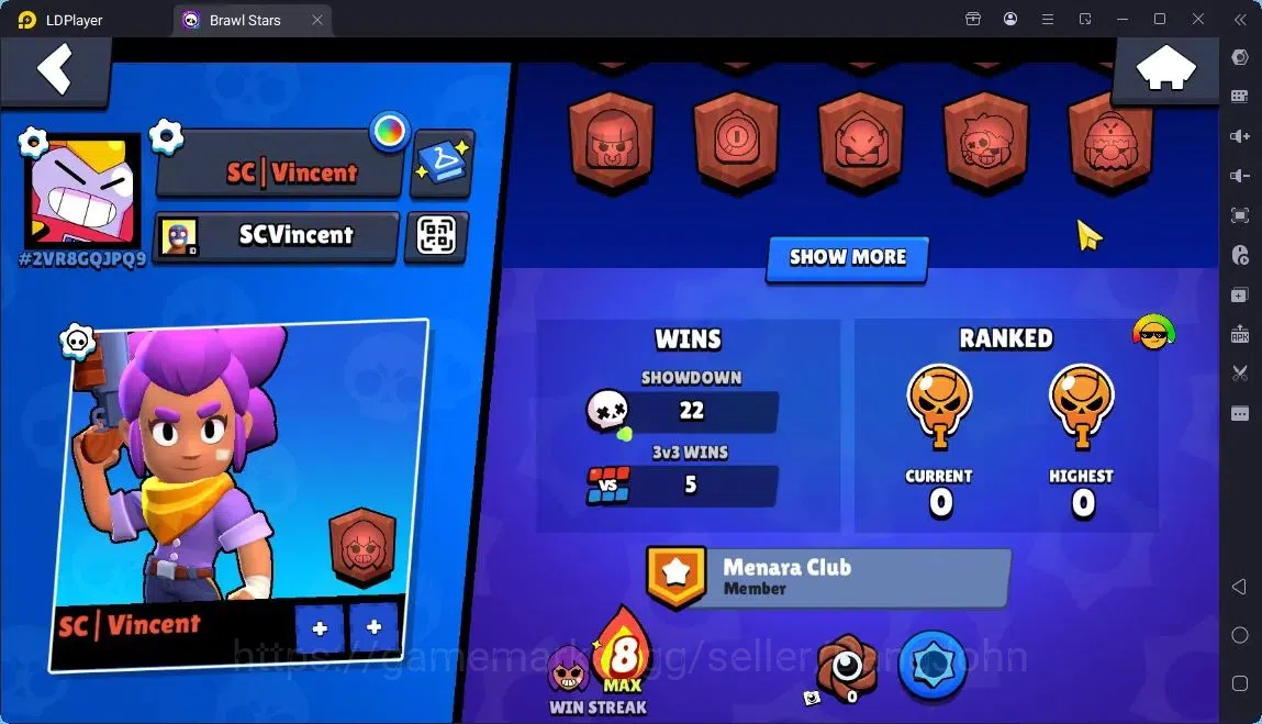 Brawl Stars Accounts Global |Trophy 409| 13 Brawler|2152 Bling|21 Gems|1 Rare,5 Epic Skins| ProtectOff |Check SS BRS284B 3