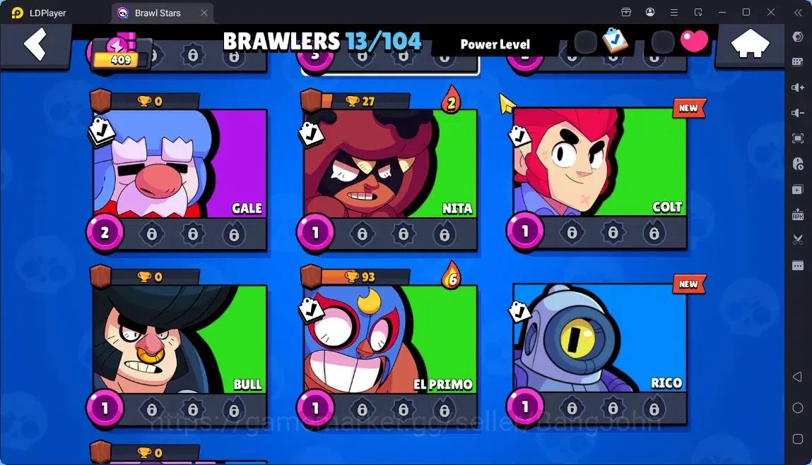 Brawl Stars Accounts Global |Trophy 409| 13 Brawler|2152 Bling|21 Gems|1 Rare,5 Epic Skins| ProtectOff |Check SS BRS284B 6