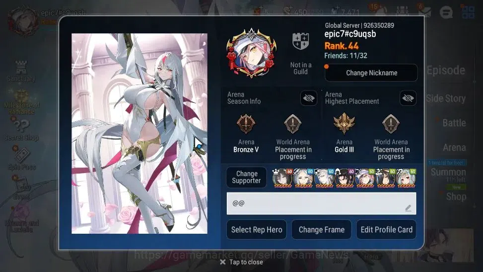 Epic Seven Accounts GLOBAL UnVerif|New Era|3 ML(RueleLight,New Moon Lu image 2