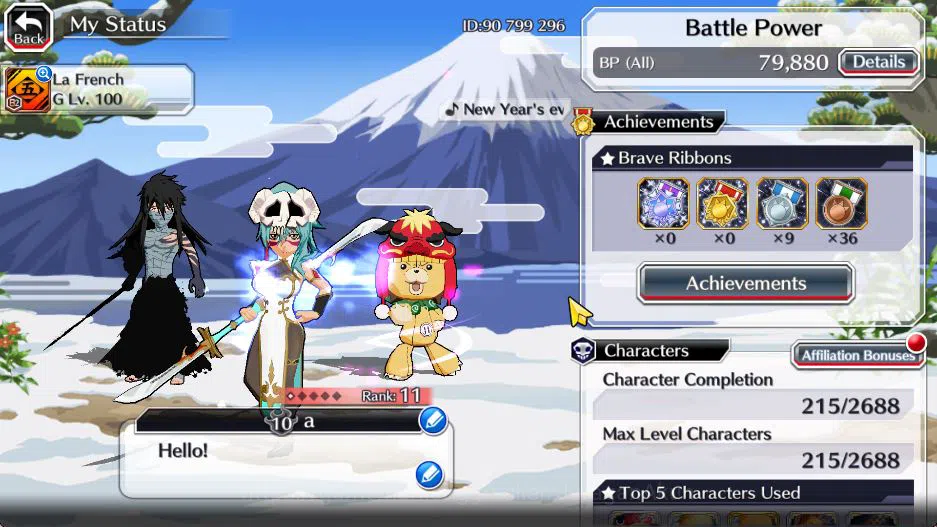 Bleach: Brave Souls Accounts Mid-Tier [GLOBAL]6K Orbs+Fresh All Story|Nelliel Orient,Brave(Retsu,Genryusai),Ichigo 9th,Kon 2