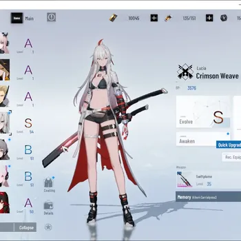 Punishing: Gray Raven Accounts Mid-Game Asia |Lv 52|10k BC, 3k YC, 5k BlueC|S Lucia Crimson Weave|1 S Omniframe & 1 Weapon