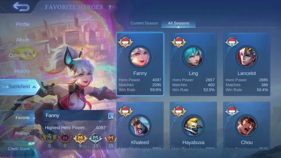 Mobile Legends: Bang Bang Accounts Global|Hero 132|Skin 261|Renowned|KOF Karina,STAR image 12