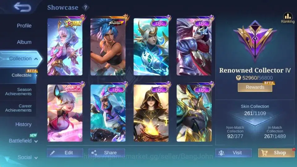 Mobile Legends: Bang Bang Accounts Global|Hero 132|Skin 261|Renowned|KOF Karina,STAR image 14