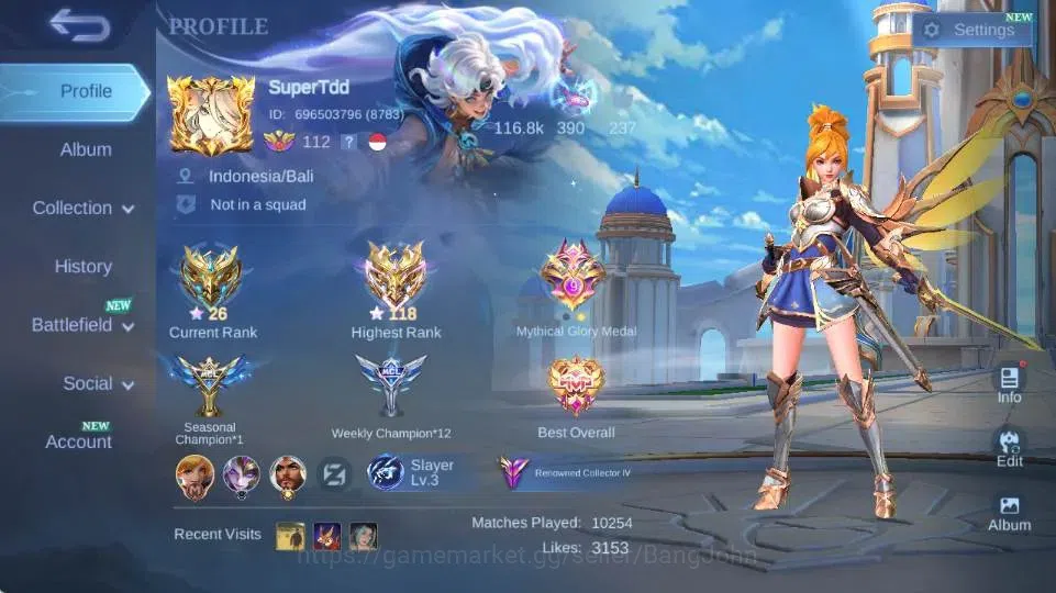 Mobile Legends: Bang Bang Accounts Global|Hero 132|Skin 261|Renowned|KOF Karina,STAR image 15