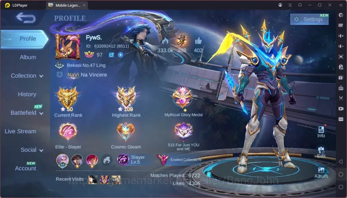 Mobile Legends: Bang Bang Accounts GLOBAL Hero 132 Skin 356|Legend Gusion|Prime Grang image 17