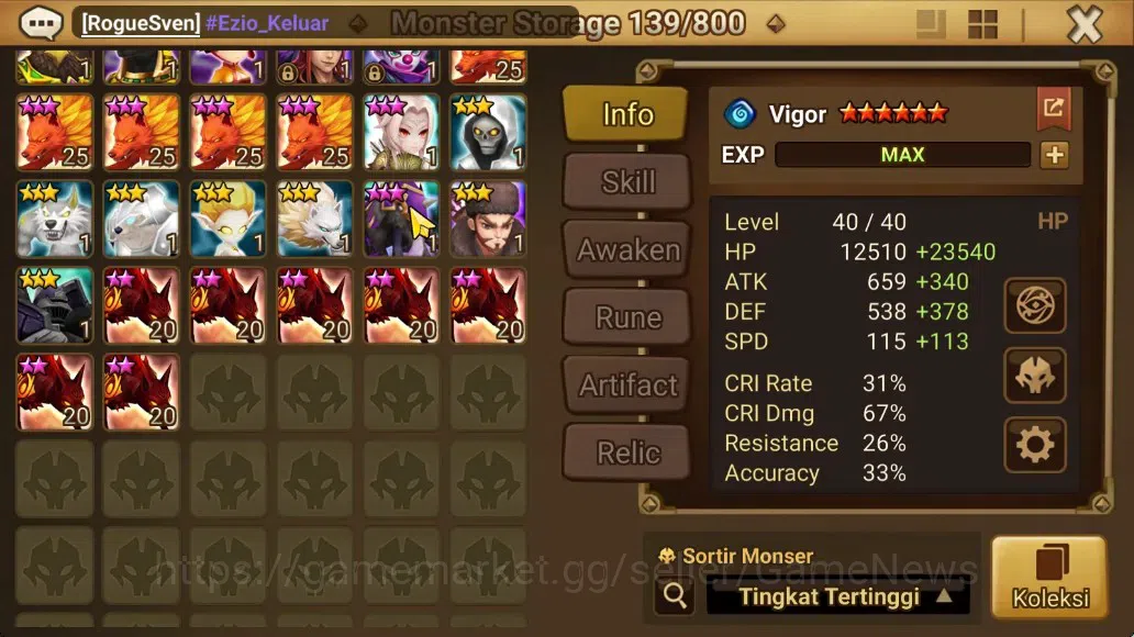 Summoners War: Sky Arena Accounts Mid-Game ASIA 100|2 Beast LD Bruiser Jager,Fermion|30 NB5,83 Total B6|+LD NB4 13