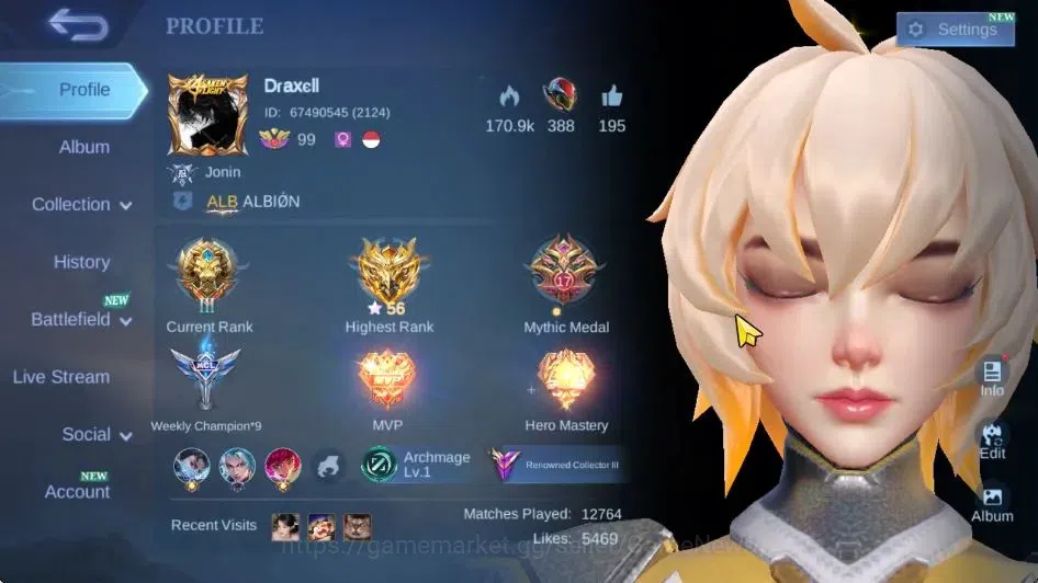 Mobile Legends: Bang Bang Accounts Hero 132|Skin 281|Recall Sea Of Anvils|Prime(Yu Zh image 2