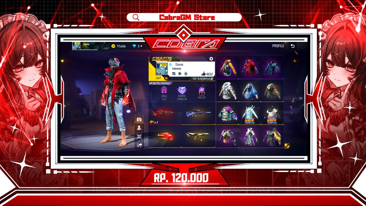 Free Fire Accounts Akun Free Fire Old Vault 351 | Evo 1 | Obito | Tenxi | Dino | Evil Slayer | Dark Ruby | Rampage | Sg Mamba 1