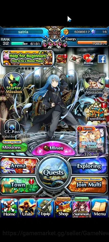 Grand Summoners Accounts End-Game Global|Rank 32|2 Ascend+1 TW|Demon Lord Rimuru TW,Misette|Lpot 49|Check SS(GS2520) 1