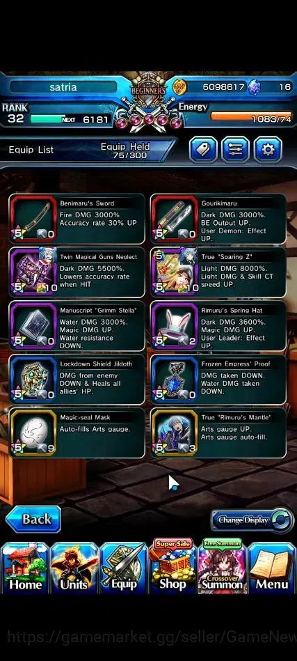 Grand Summoners Accounts End-Game Global|Rank 32|2 Ascend+1 TW|Demon Lord Rimuru TW,Misette|Lpot 49|Check SS(GS2520) 8