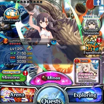 Grand Summoners Accounts End-Game Global|Rank 134|SP.Art Summer Miyu|25 Ascend 28 TW (UP Roy,S Miyu,Beta,S Emiya,Chloe