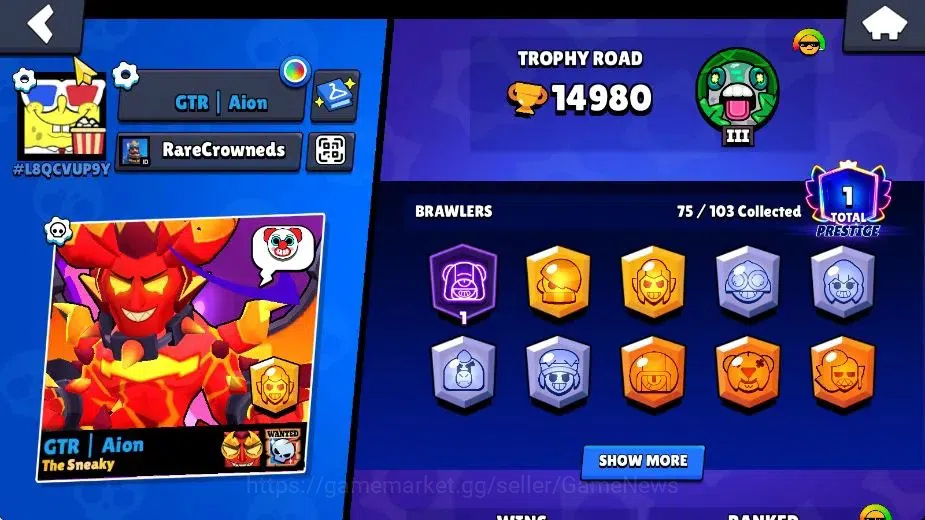 Brawl Stars Accounts 14980 Trophy|7665 Bling|75 Brawlers 17 Max|2 Hyper image 2