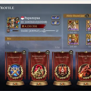 Watcher of Realms Accounts End-Game Global 60xx|Power 4,1M|8 Lord:Nastya A3, Jezebelle+[Skin]A1,Elddr A1|44
