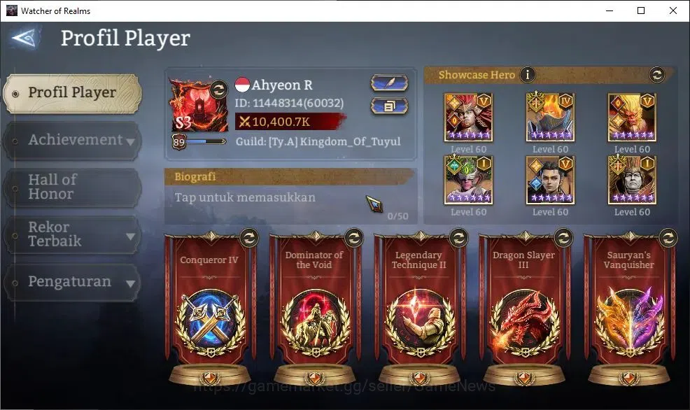 Watcher of Realms Accounts GLOBAL 60x|Lv 89|10M Power|15 Lord[OrenA4,PrateusA image 2