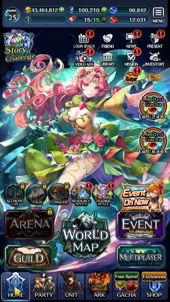 Last Cloudia Accounts Endgame GLOBAL|Rank 25|100K Crystal|Top Tier Unit [SM Sera,PoGT Familie,G Lilaha,NY Maihim 12