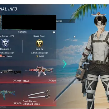 Blood Strike Accounts Collab Skin ASIA | 3 AOT Striker:Levi,Female Titan,Mikasa|4 AOT Guns|1 7DS Gun|1 Ultra Melee|3 Ultra