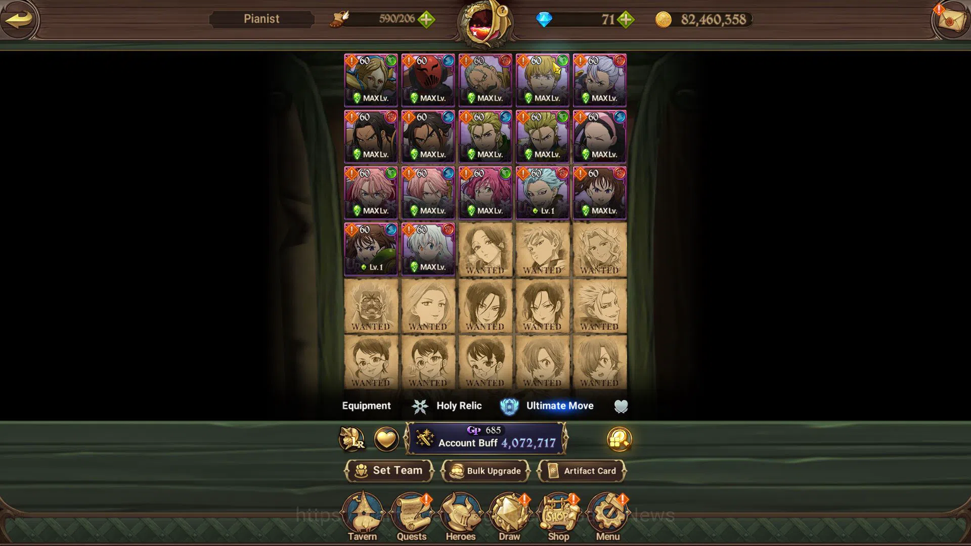 The Seven Deadly Sins: Grand Cross Accounts Midgame Asia|4M CC|75 LM|2 LR+10 UR+Collab Fire 12
