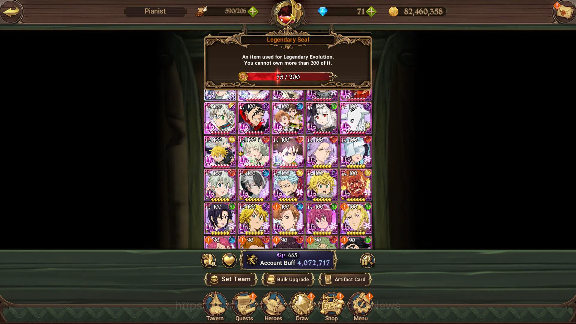 The Seven Deadly Sins: Grand Cross Accounts Midgame Asia|4M CC|75 LM|2 LR+10 UR+Collab Fire 3