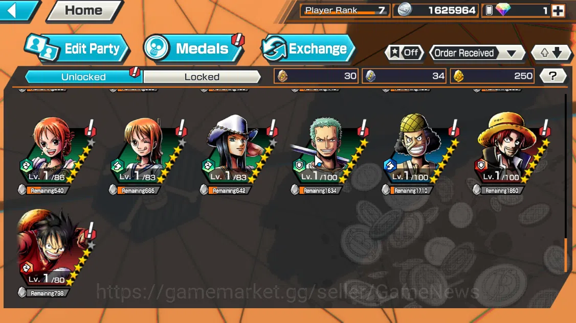 One Piece Bounty Rush Accounts Global|5EX|AKP King,MWD Luffy,BMO Kaido,T4Emperor image 9