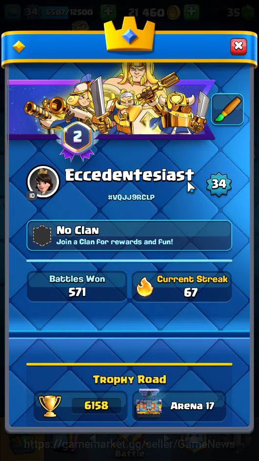 Clash Royale Accounts Lv 34|Trophy 6158|KTL 12|Limited Skin|Card 116| 2  image 2