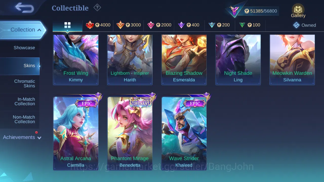 Mobile Legends: Bang Bang Accounts Others Hero 131 | Skin 249 | GLORY | Stun Chou | KOF Karina | Convenant Benedetta 11