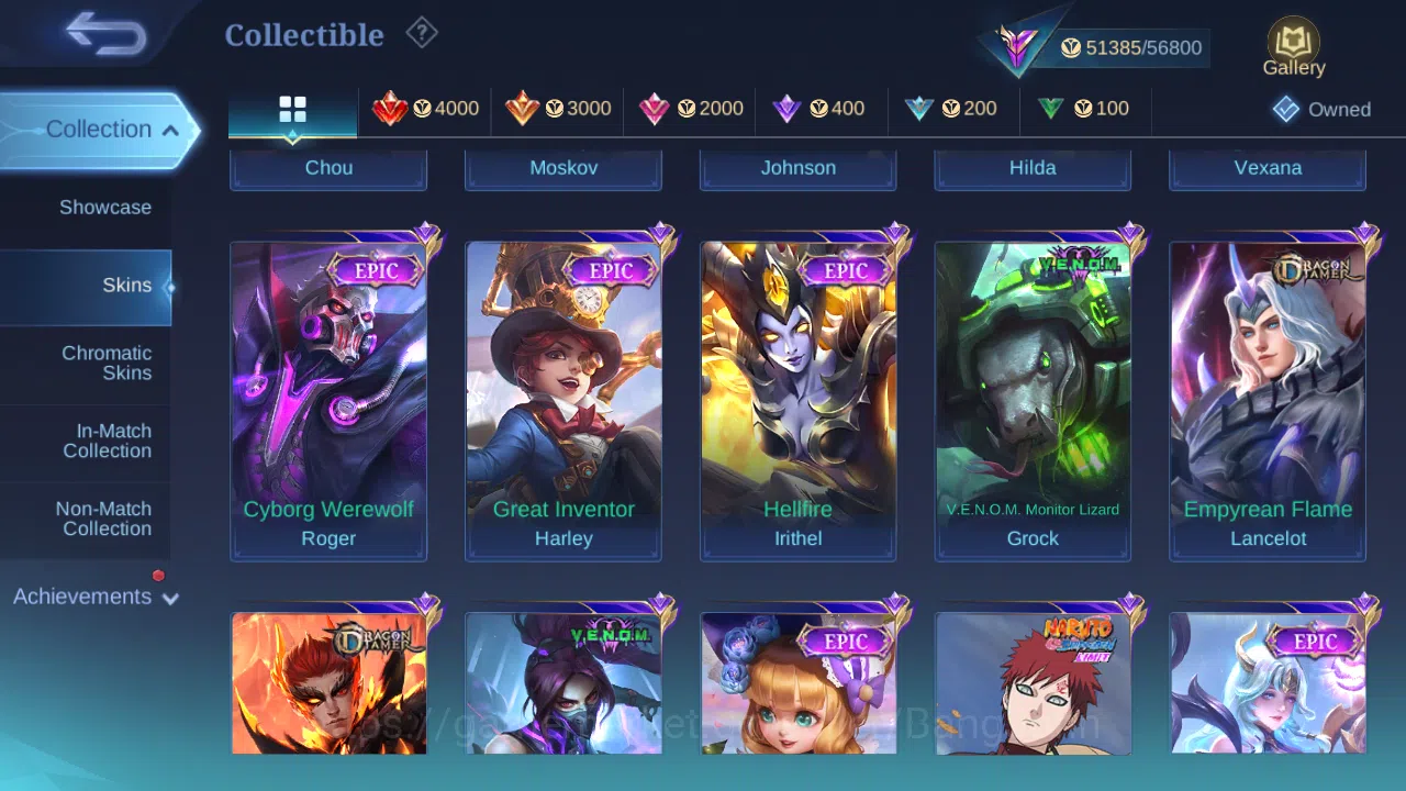 Mobile Legends: Bang Bang Accounts Others Hero 131 | Skin 249 | GLORY | Stun Chou | KOF Karina | Convenant Benedetta 8